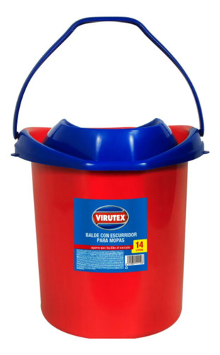 Balde Estrujador De Mopa Virutex 14 Lts - Rojo
