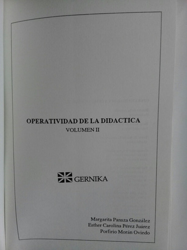 Operatividad De La Didáctica - Tomo 2 Pansza González 1993