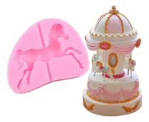 Comprar Molde Silicona Carrusel Caballo Caballito Fondant Porcelana Color Rosa