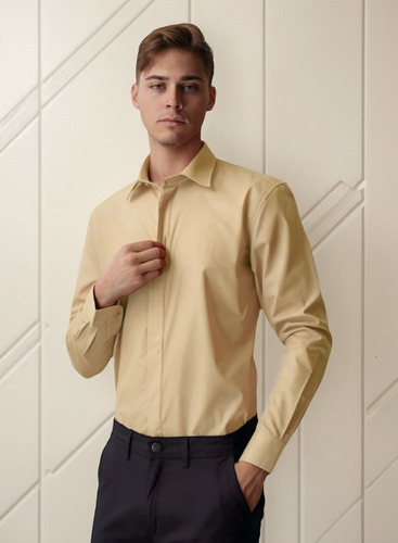 Camisa Clásica De Vestir De Hombre Bpremium Ccuello Italiano