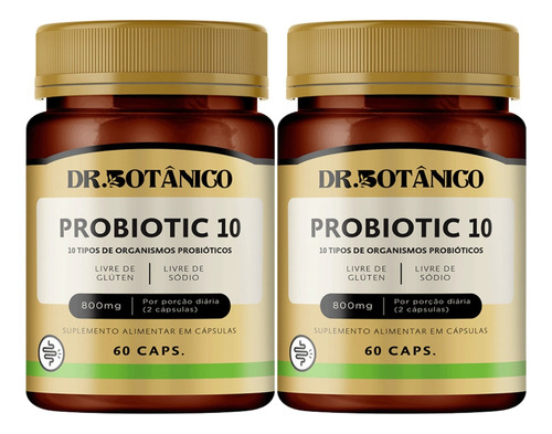 Probiotic 10 800mg 60 Cápsulas Dr. Botânico Kit Com 2 Un