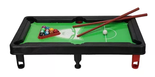 Mesinha de Jogo Sinuca 40CM Infantil Snooker Brilhar Com 02 Tacos