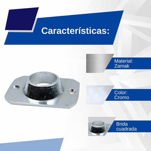 Brida Redonda Base Rectangular De 1 Inch. Cromo