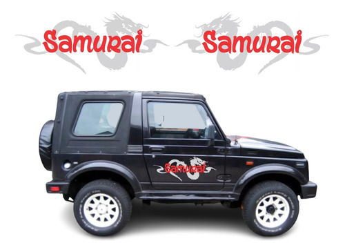 Kit Adesivo Lateral Porta Para Suzuki Samurai Dragão 13867 Cor Cinza/Vermelho