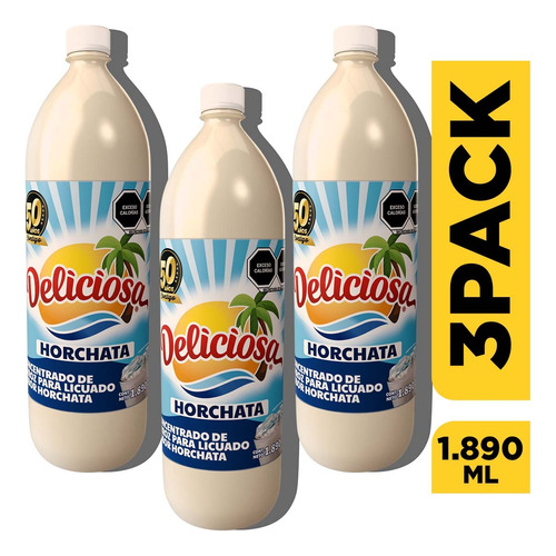 3 Pack Concentrado Agua Deliciosa Horchata Arroz De 1.890ml