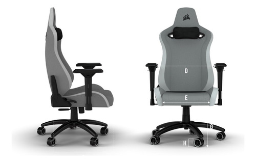 Imagen 3 de 5 de Silla Gamer Corsair Tc200 Tela Gris / Blanco Cf-9010048-ww