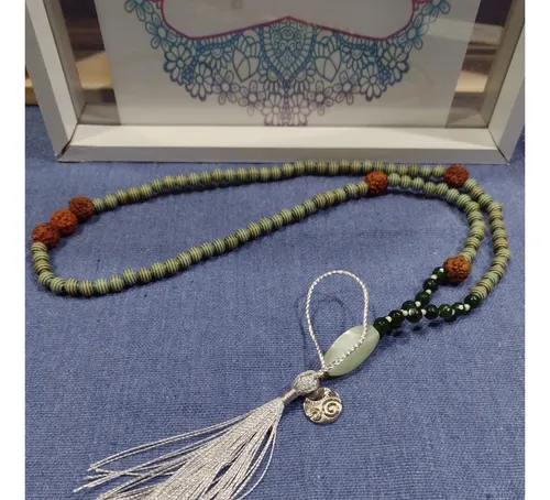 Japa Mala 108 Cuentas, Jaspe Y Semilla Rudraksha.