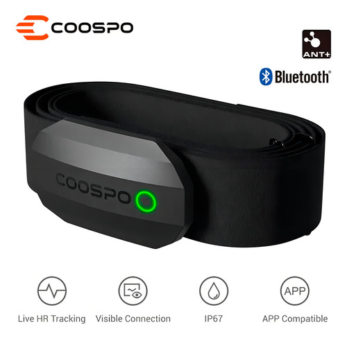 Banda de frequência cardíaca com tecnologia Bluetooth Coospo Ant+ Y, cor preta