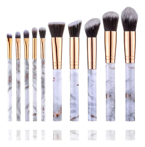 Set De 10 Piezas De Brochas Maquillaje Acabado Profesional