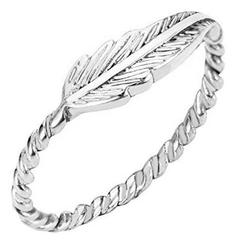 Anillos - High Polish Sterling Silver Sideways Feather Ring 
