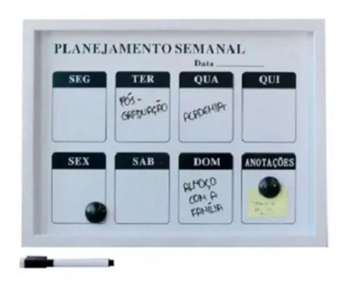 Imagem 3 de 3 de Quadro Lousa Planner Calendario Planejamento Magnetico 24x30