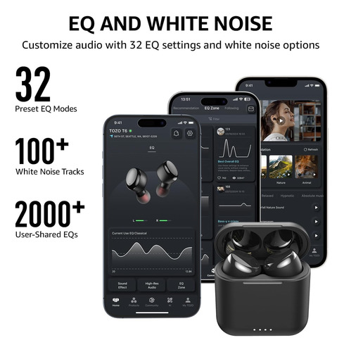 Tozo T6 True Wireless Earbuds Auriculares Bluetooth 5.3 45h