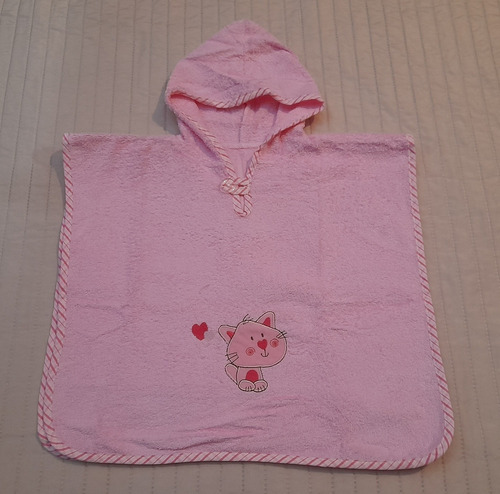 Toalla Poncho Bebe Rosa 