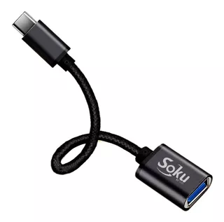 Adaptador Cable Otg Tipo C A Usb 3.0 Para Celular Mac Color Negro
