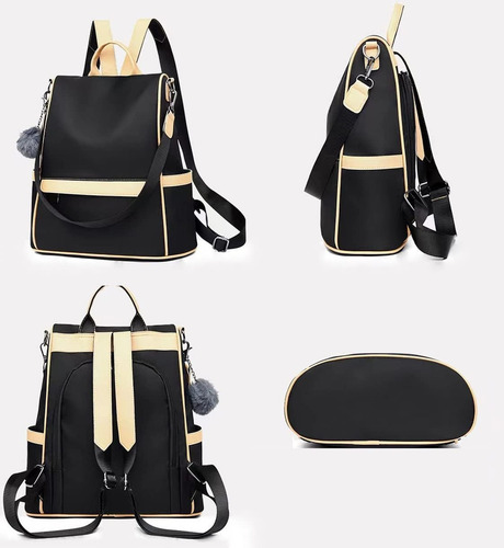 Go-done - Bolso De Dama Acabado De Los Herrajes Negro Con Adorno Gris Color Negro Correa De Hombro Negro Diseño De La Tela Liso