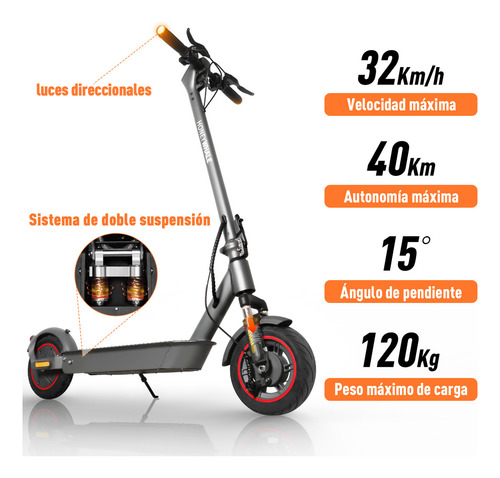 Scooter Eléctrico Patín E9 Max S Honey Whale Gris