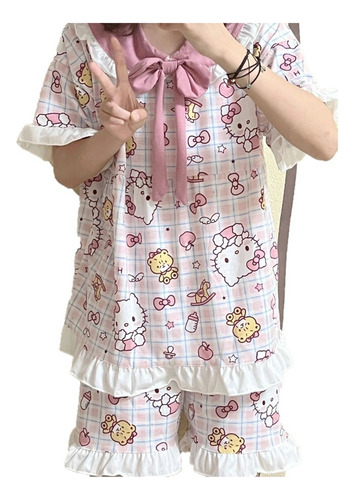 Pijama Hello Kitty Para Mujer, De Verano, Bonito De Dibujos