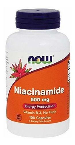 Ahora Alimentos Niacinamida 500mg, Vitamina A B-3 Cápsulas,