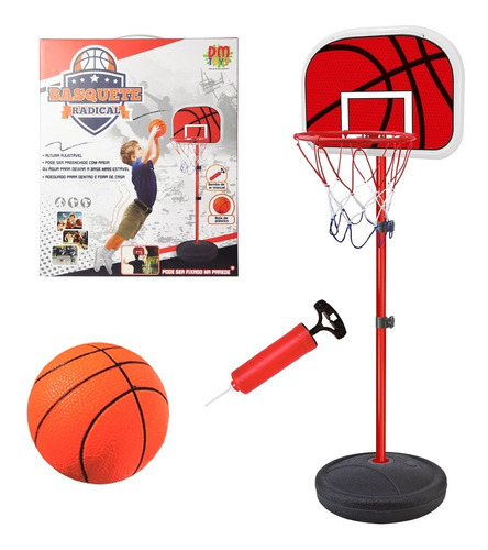 Cesta De Basquete Infantil Mini Tabela + Bola + Inflador