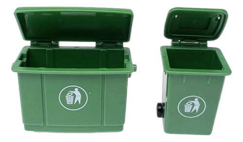 2 Minitacarros De Basura Tipo Casa De Muñecas A Escala 1/12,