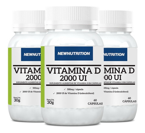 Vitamina D 2000 Ui - 3x 60 Cápsulas - Newnutrition