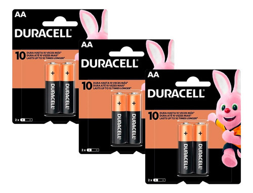 Kit 3 Cartelas C/2 Pilha Aa Duracell Alcalina 6 Unidades