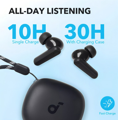 Fone De Ouvido Soundcore by Anker P20i Graves Poderosos e Impactantes Bluetooth 5.3 30H de Reprodução Resistência à Água 2 Mics IA para Chamadas Claras Personalização de Som via App