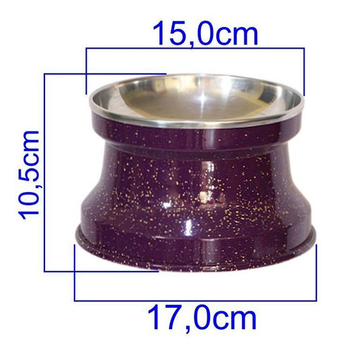 Imagem 3 de 3 de Comedouro Alto Gatos Em Alumínio Roxo Gastrobel+ Brinquedo