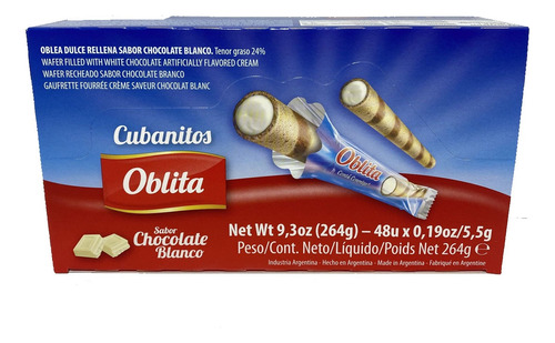Oblita Cubanitos Chocolate Blanco Pack X 48un - Cioccolato