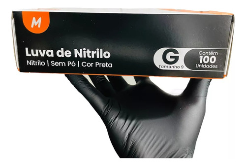 Luva Nitrilica Preta Medix Profissional S/ Pó Atacado 1000un Cor Preto Tamanho M