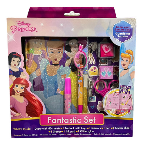 The Top Shopping Princesas Disney 60 Hojas  Rayadas Unidad X 1 22cm X 23cm Fantastic Set Color Rosa