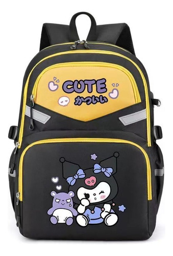 Jh- Mochila Escolar De Diseño Gráfico Anime Kuromi Con Tiras Reflectantes B