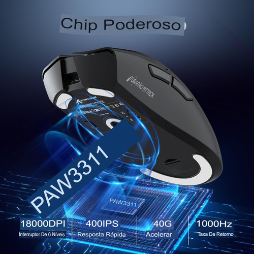 Ratón Gamer Attack Shark R1 18000 dpi Paw3311 Trimodo 1000 Hz Negro