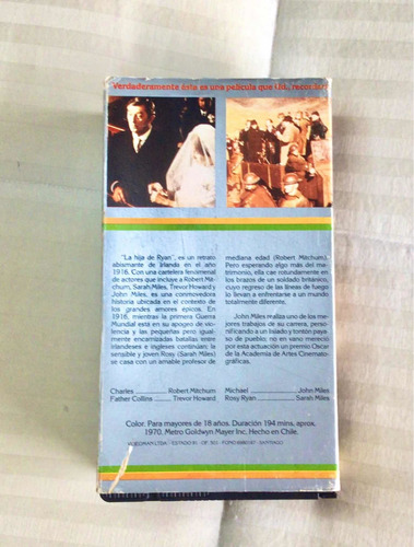 Película Vhs La Hija De Ryan - Cassette Doble - Perfecto (Usado)