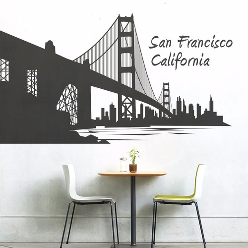 Vinilo Decorativo Ciudades Golden Gate 1m De Largo! Pared.