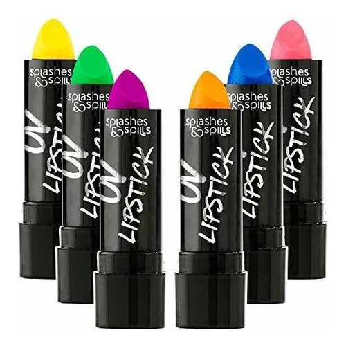 Lápiz Labial Uv Glow Blacklight - Paquete Variado De 6 Colo