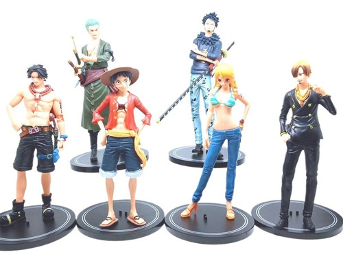 6pcs/set One Piece Luffy Zoro Nami Sanji Robin Acción Figura