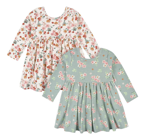 Gerber Paquete De 2 Vestidos De Manga Larga Para Niñas Peq.