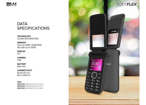 Celular Blu Zoey Con Tapa Y Teclado Para Adultos Mayores ! Blanco