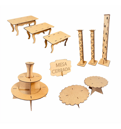 Kit B2 Mesa De Dulces Candy Bar Mdf Muebles Para Cupcakes