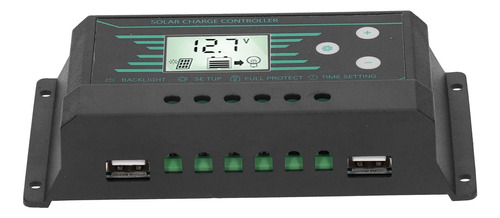 Panel Controlador De Carga Solar Pwm Dual Usb Lcd