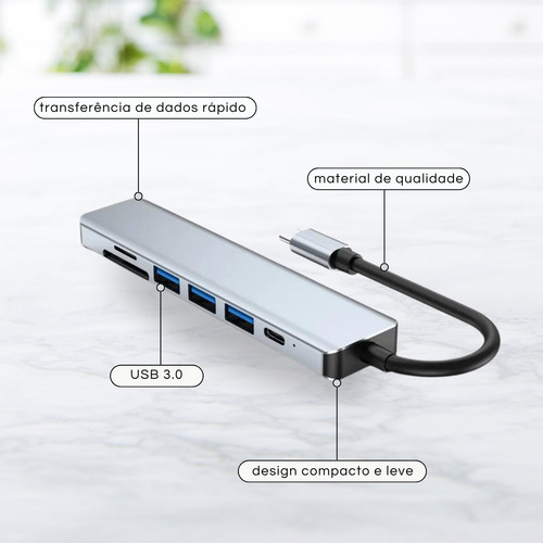 POLARES ZEN1 Adaptador Macbook Hub Usb-c Air M1 M2 Dex Hdmi 4k 7 Em 1 Polares
