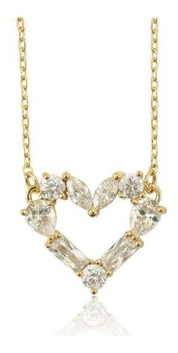 Remate!! Collar Corazón Oro 18kt Con Cristales Y Diamantes