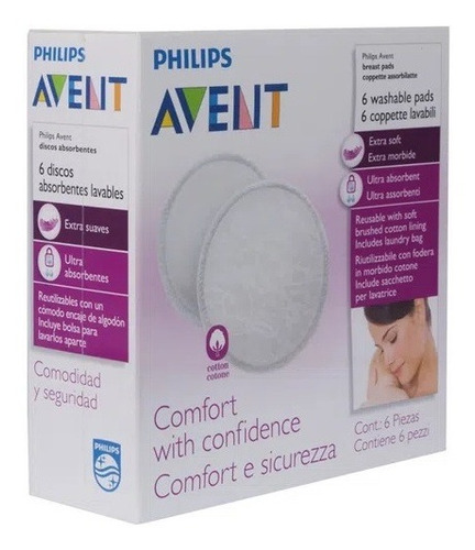 Imagem 4 de 4 de Absorventes Para Seios Laváveis Pads 6uni - Philips Avent