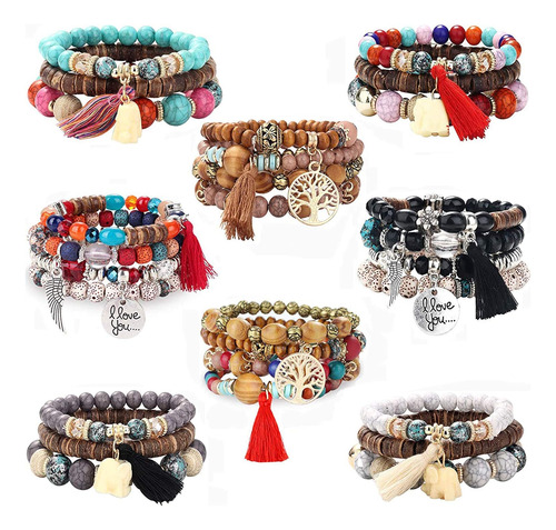 Yadoca, 8 Uds., Juego De Pulseras Bohemias Con Cuentas De Ma