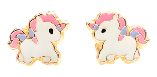 Broqueles Unicornio Niña Mini Bebé 100% Oro Puro 10k Aretes