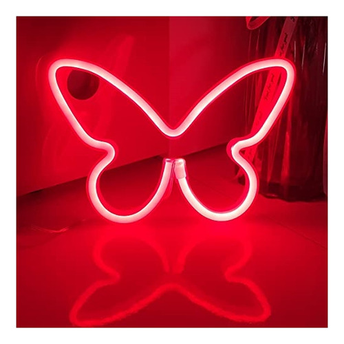 Carteles Decorativos Luminoso De Neón De Mariposa Color Rojo