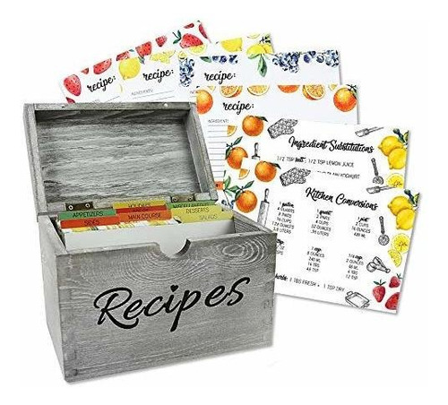 Baking & Beyond Recipe Box, Recipe Card Holder Box With 100 