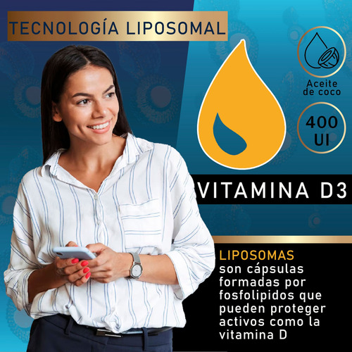 Vitamina D3 Liposomal 5000 Ui Gotas | Nanotecnología 50 Ml Sabor Limón