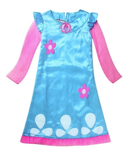 Imagem 4 de 7 de Fantasia De Festa Infantil Trolls Poppy Vestido Com Peruca